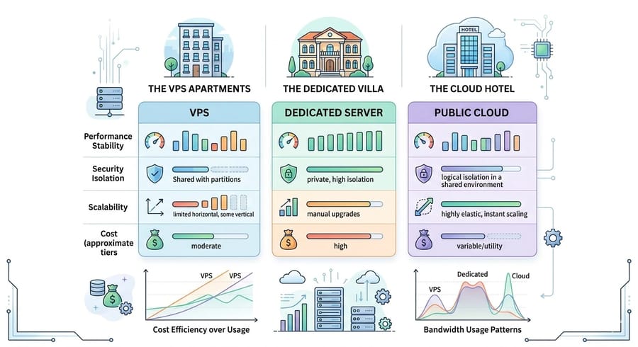 Fundamental difference Dedicated server vs VPS and cloud