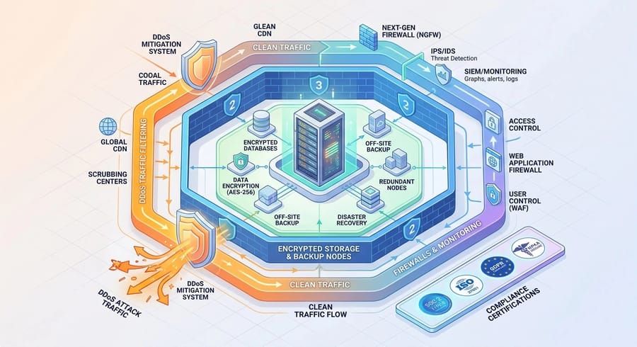 Security, compliance, and backups