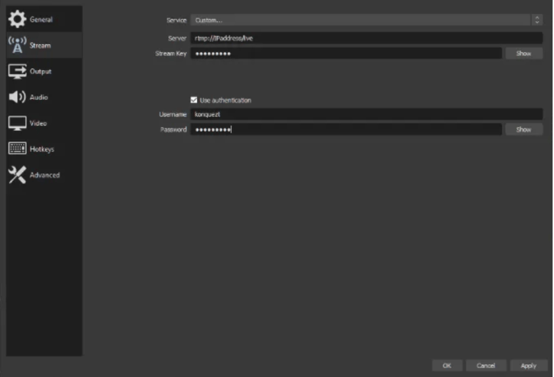 OBS Stream Settings