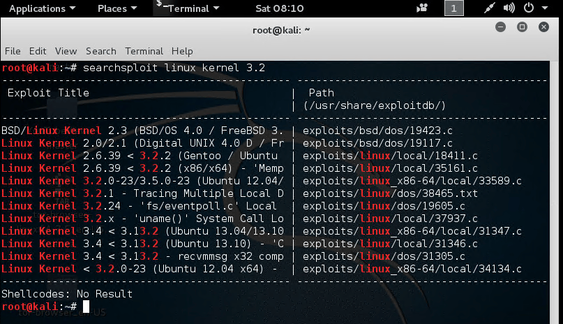 Search results for Linux Kernel 3.2 exploits in SearchSploit