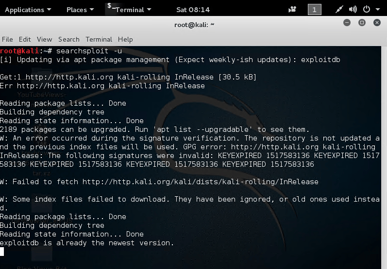 Updating the SearchSploit exploit database via command line